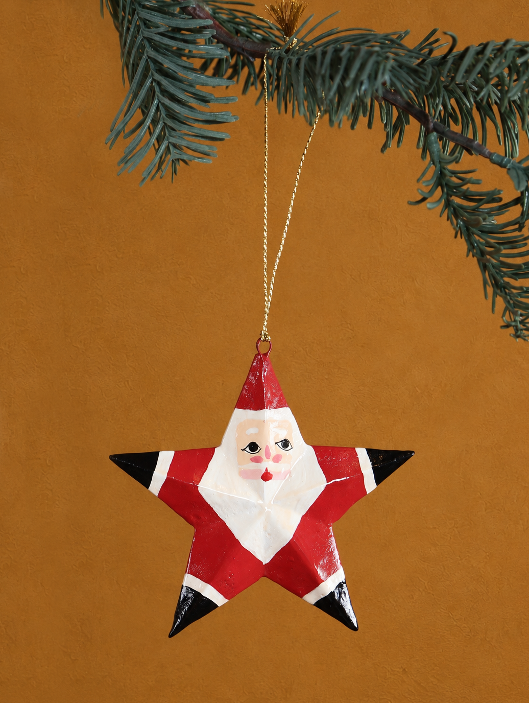 Hand Painted Santa Star Ornament