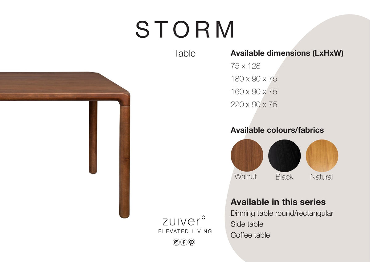 Storm Wooden Dining Table - Walnut - 160cm