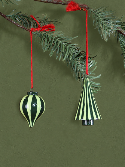 Hand Painted, Wooden Christmas Ornaments - Set Of 2