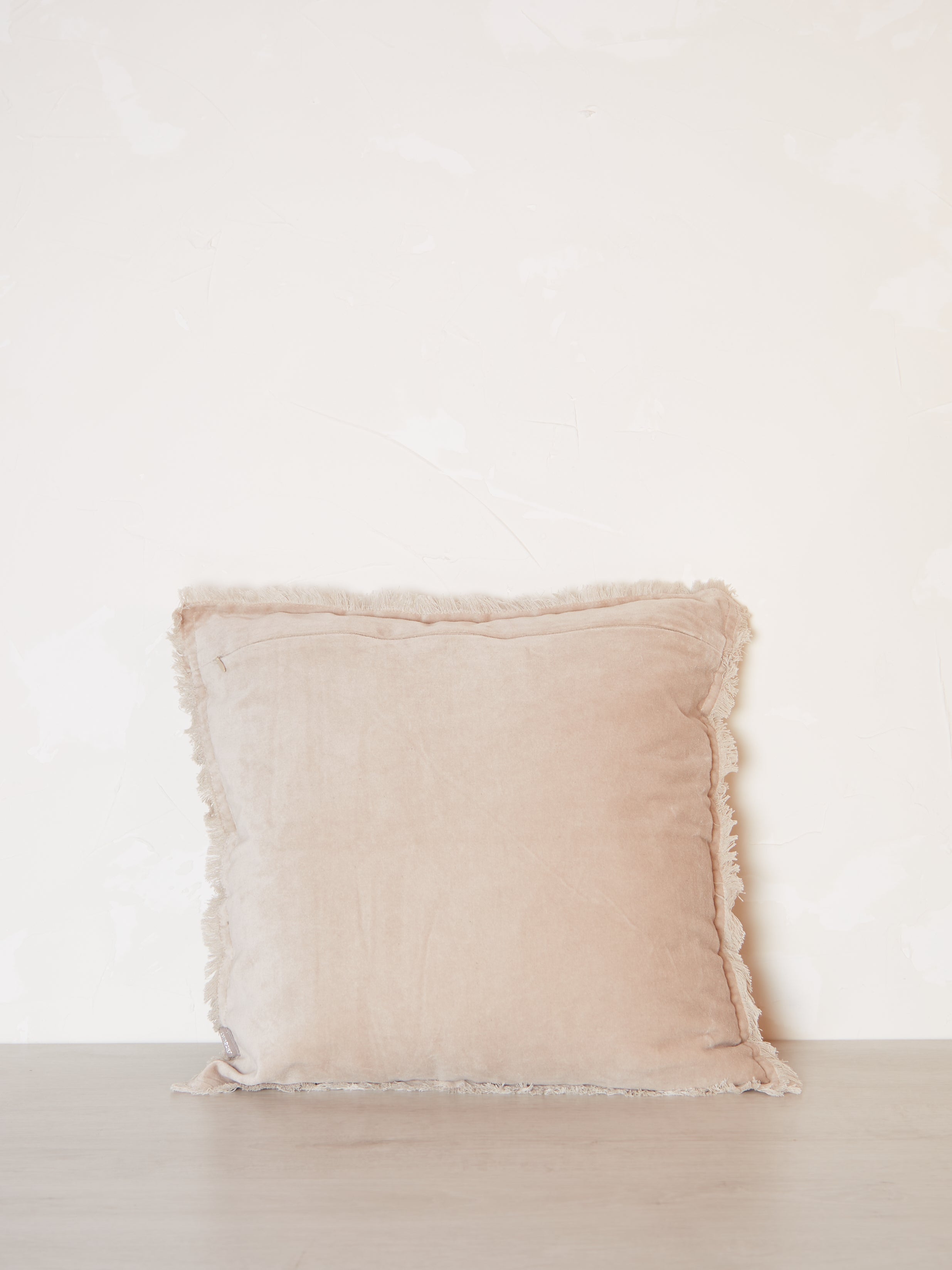 Fara Fringed Velvet Cushion - Latte - 3 Sizes Avaliable