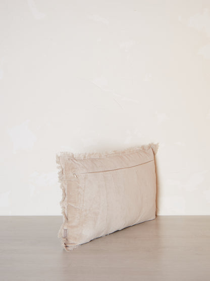 Fara Fringed Velvet Cushion - Latte - 3 Sizes Avaliable
