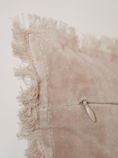Fara Fringed Velvet Cushion - Latte - 3 Sizes Avaliable