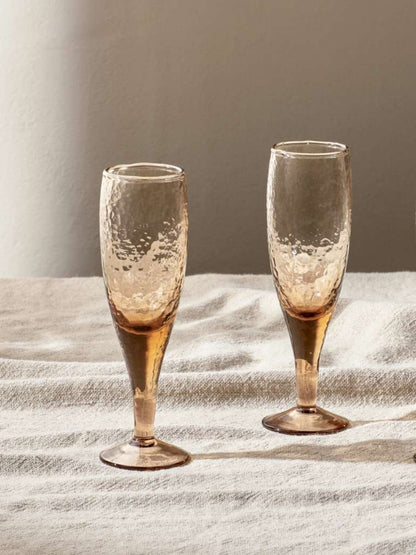 Yala Hammered Champagne Glass - Terracotta