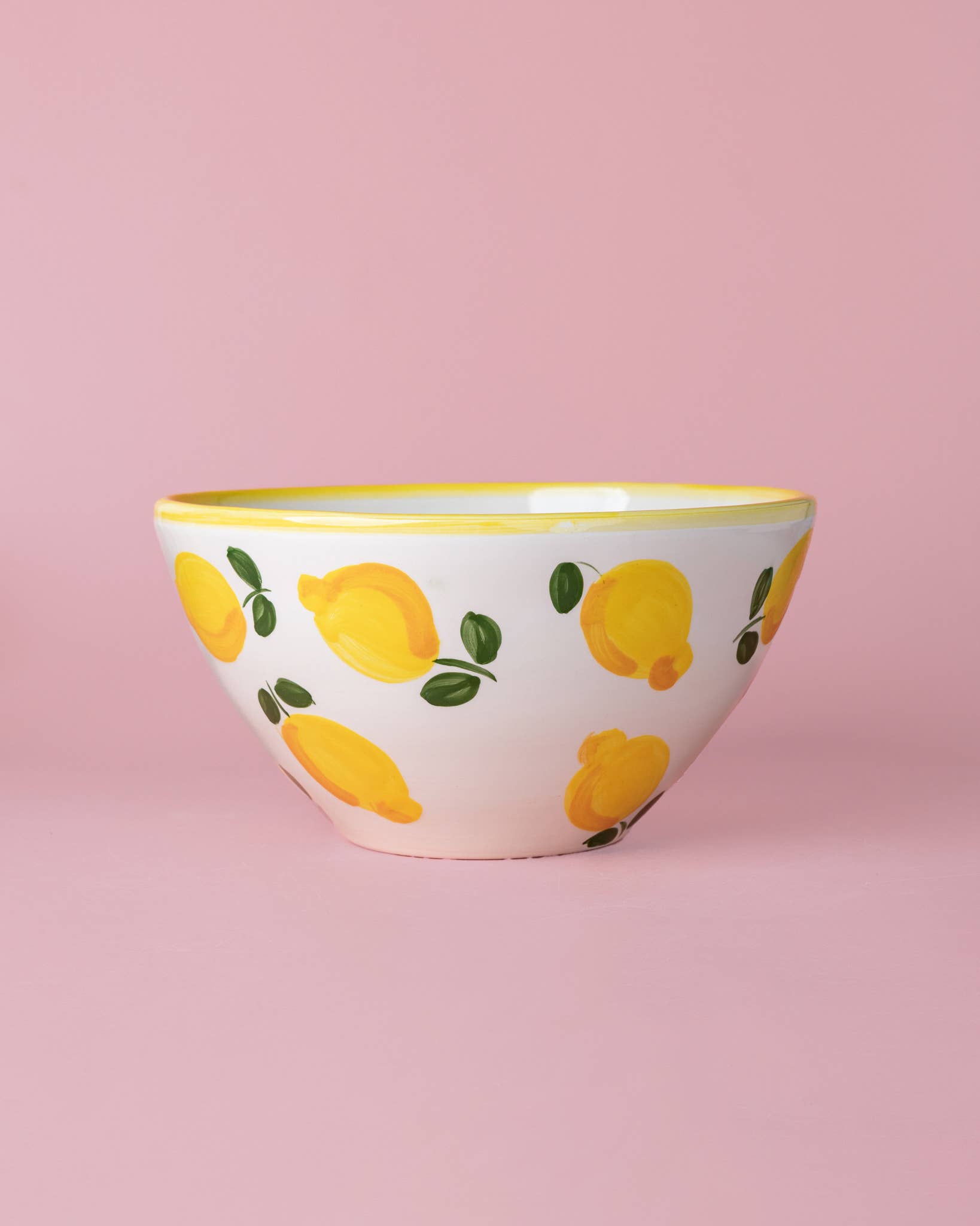 Ceramic Salad Bowl 1.5 L - 21 cm - Yellow &amp; White - Lemon