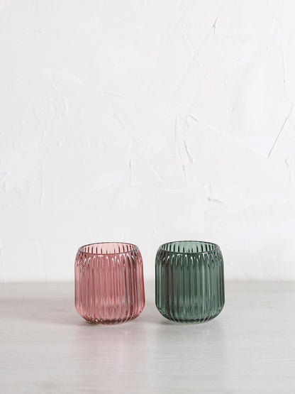 Amarens Round Glass Tealight Holder - 4 Colours Available