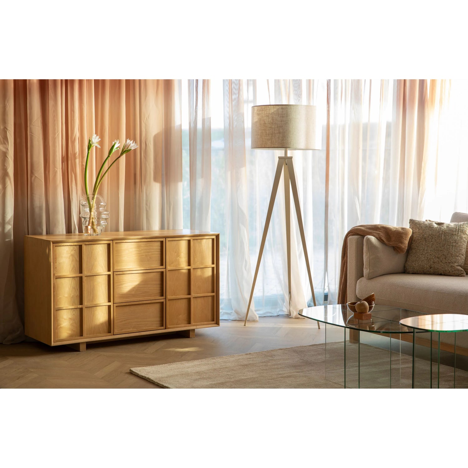 Raster Ash Wood Sideboard - High