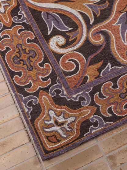 Bashmira Patterned Rug - Burnt orange, Deep Purple