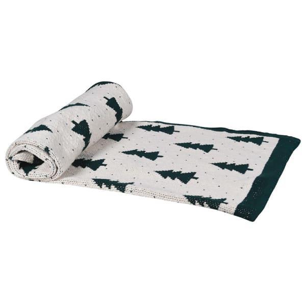 Knitted Christmas Tree Throw - Dark Green