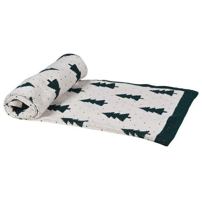 Knitted Christmas Tree Throw - Dark Green