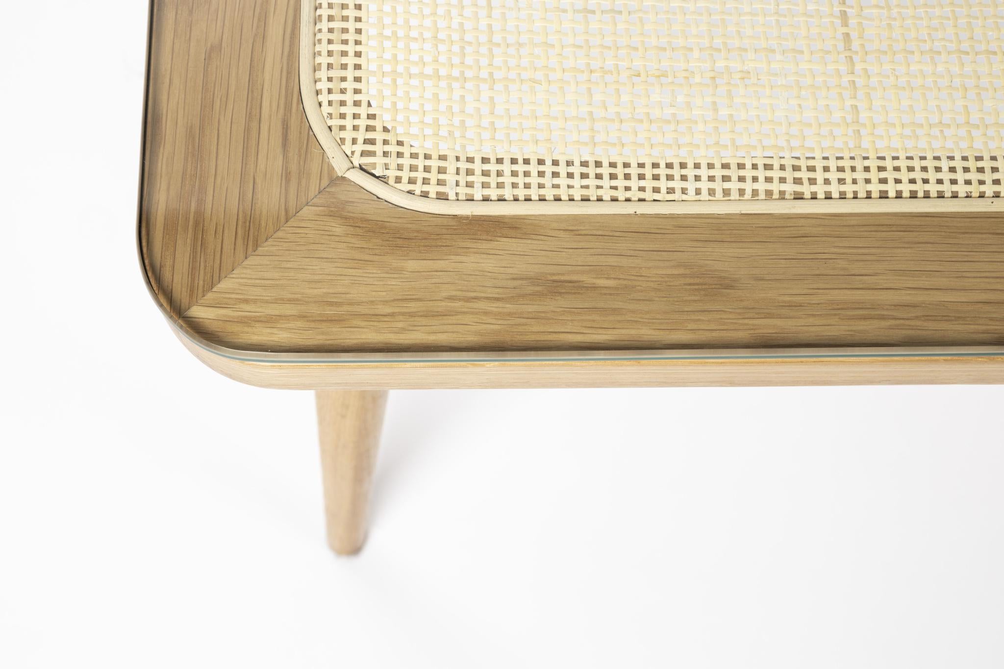 Haru Cane, Oak Wood &amp; Glass Coffee Table - 2 Sizes Available