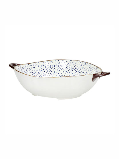 Anafi- Oven Dish/Bowl - Porcelain, Spotted Blue