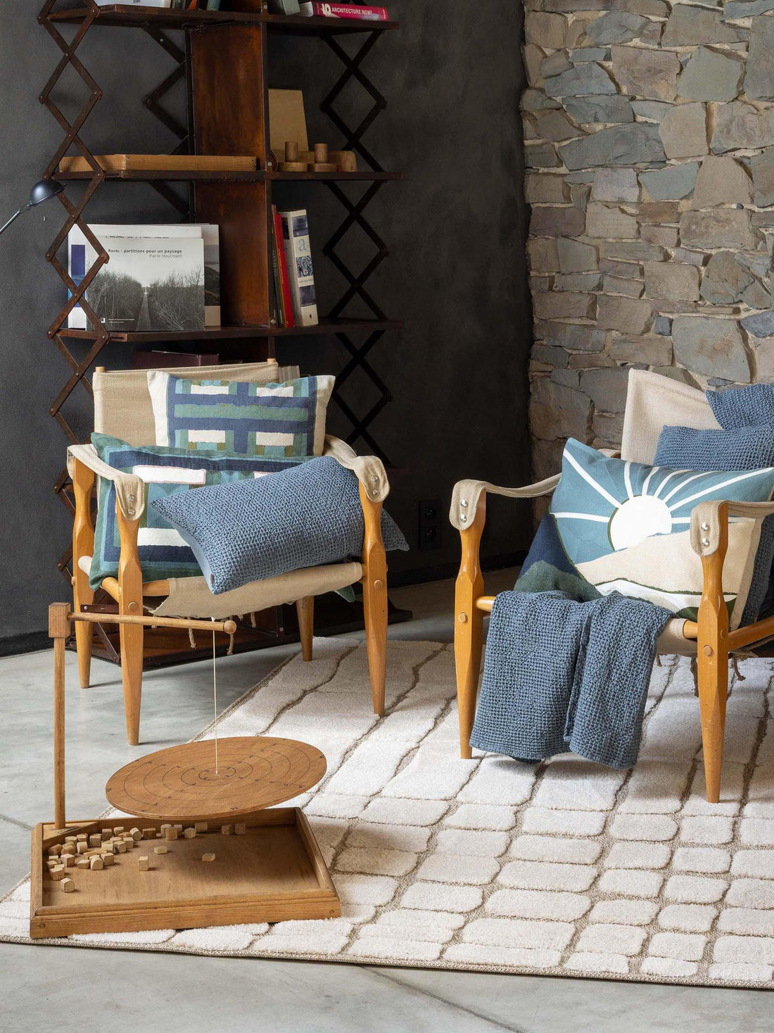 Embroidered Geometric Cushion - Tahoe - 45x45cm