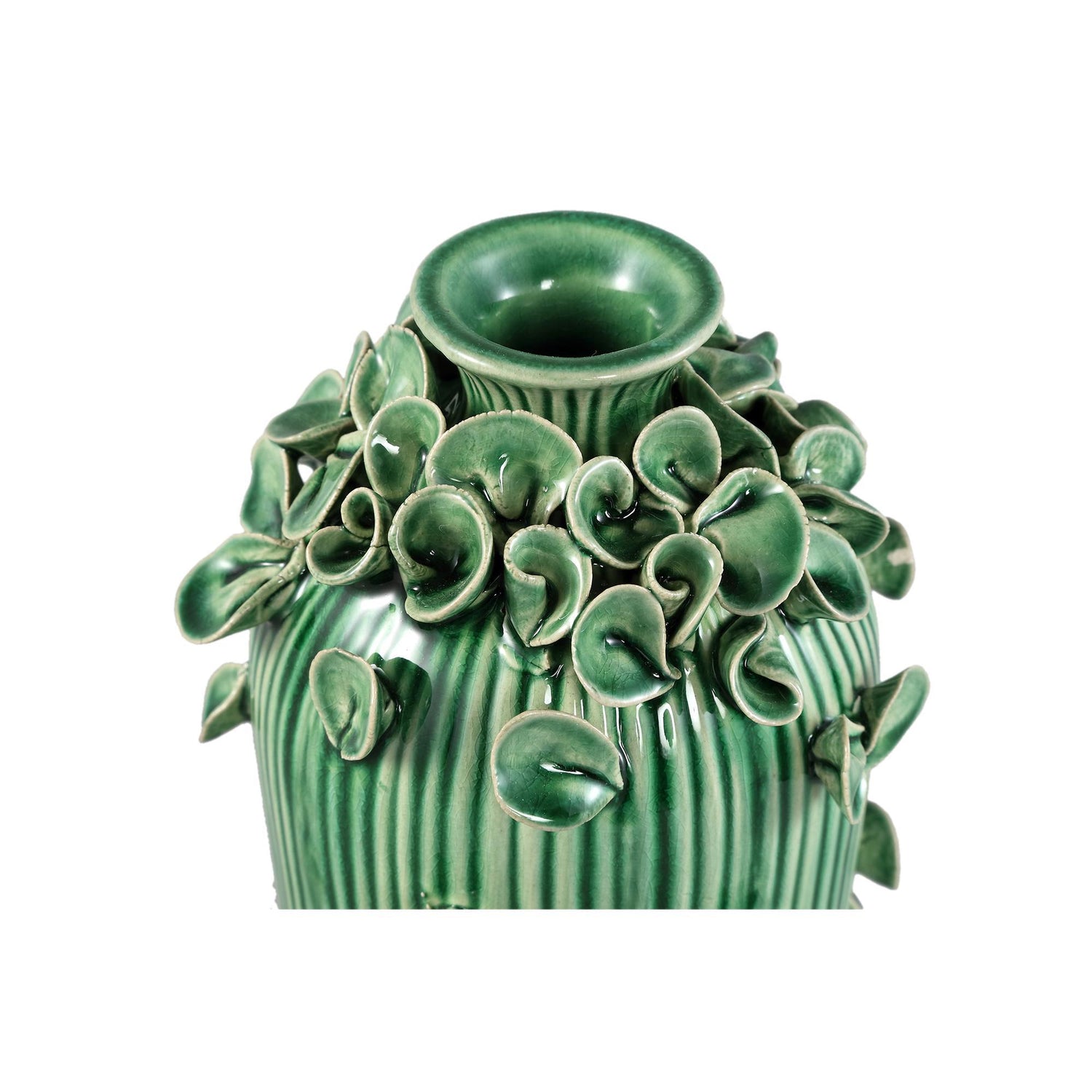 Saubaan Round Glazed Ceramic Vase - Green