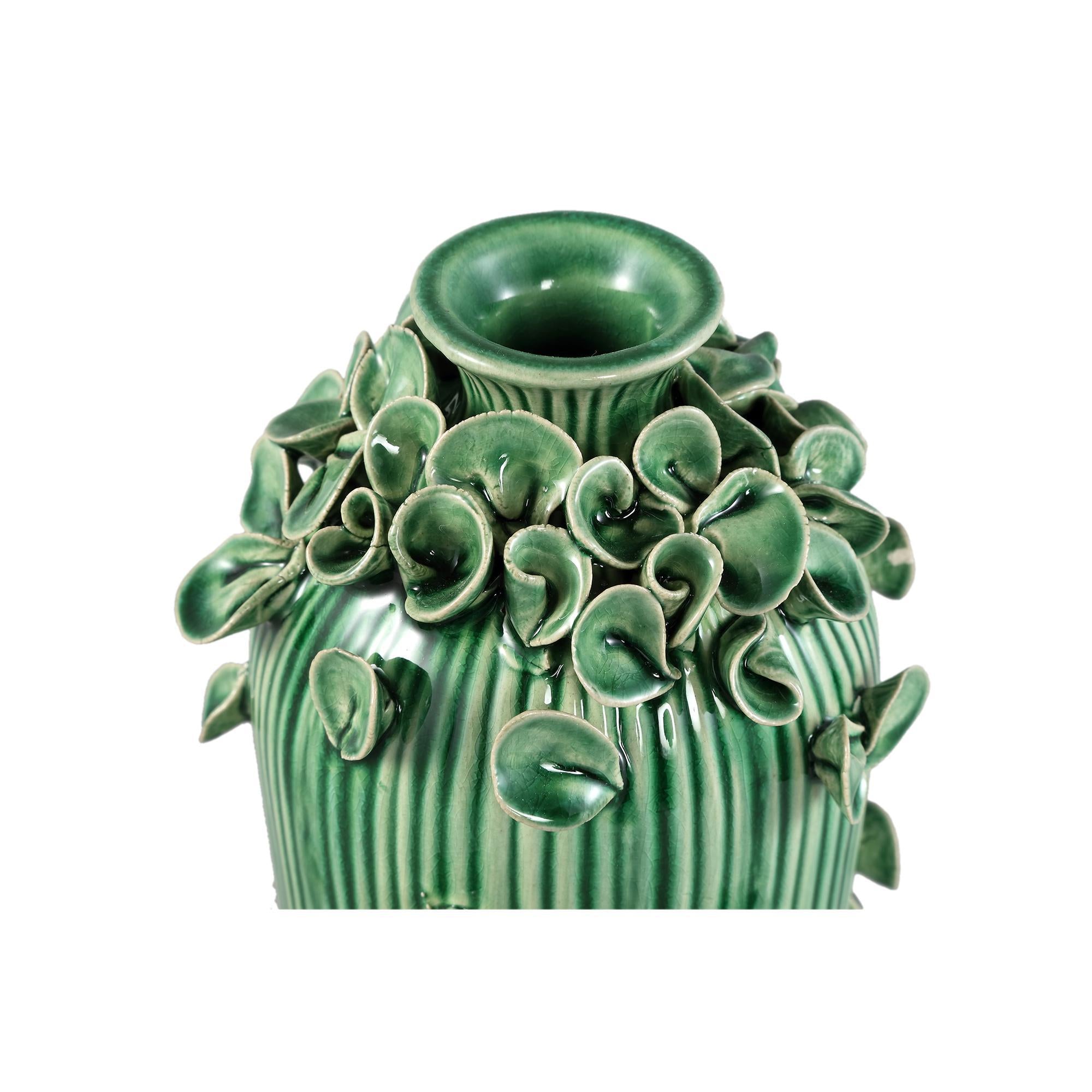 Saubaan Round Glazed Ceramic Vase - Green