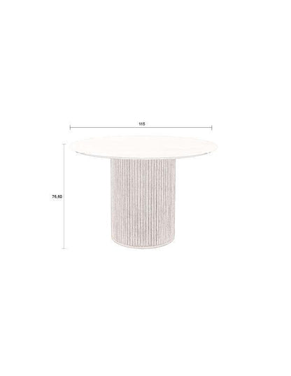 Arda Oak &amp; Travertine Round Dining Table
