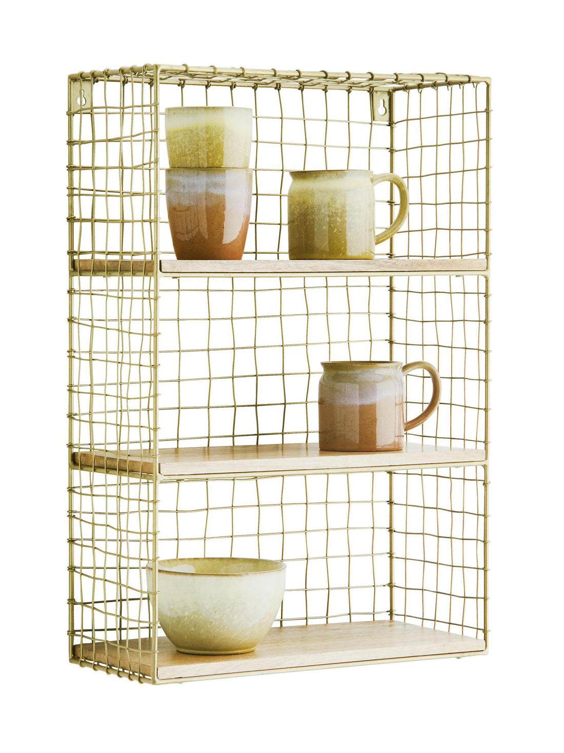 Iron wall shelf with wooden bases