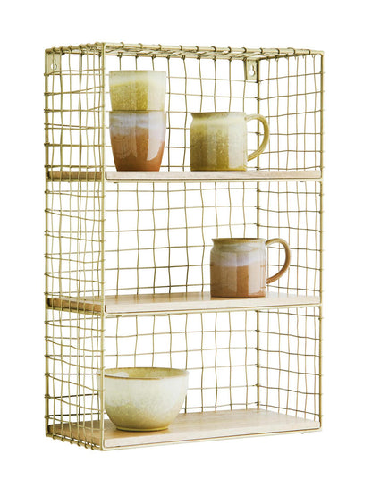 Iron wall shelf with wooden bases