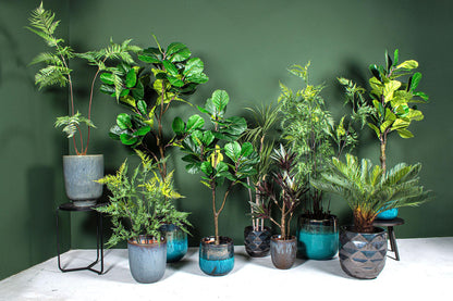 Faux Green Sword Plant - In Black Pot