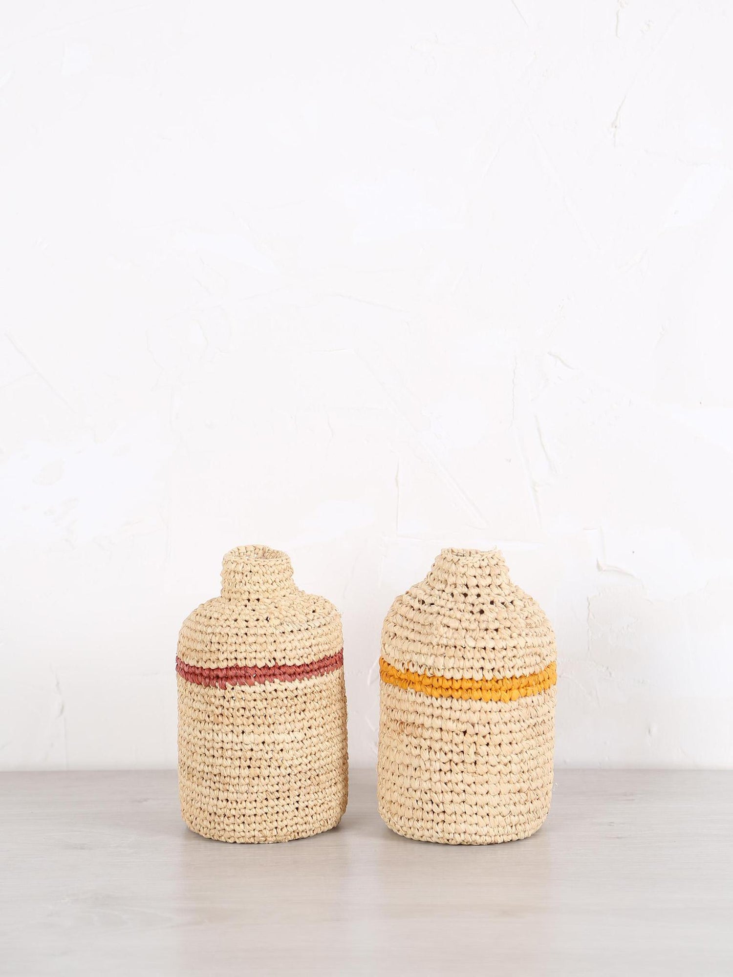 Small Woven Horizontal Striped Bud/Bottle Vase - 2 colours available