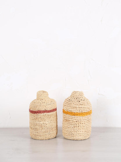 Small Woven Horizontal Striped Bud/Bottle Vase - 2 colours available
