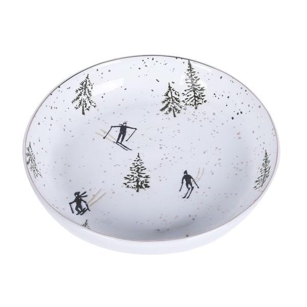 Ceramic Serving Bowl - Skiing illustration