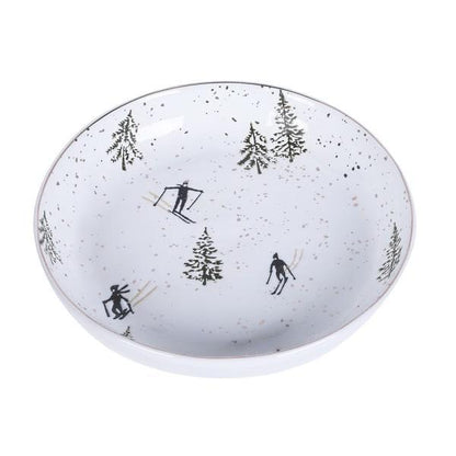 Ceramic Serving Bowl - Skiing illustration