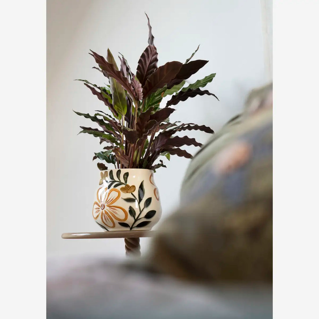 Hand Painted Stoneware Flowerpot