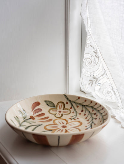 Hand Painted Stoneware Tray - Floral Accents