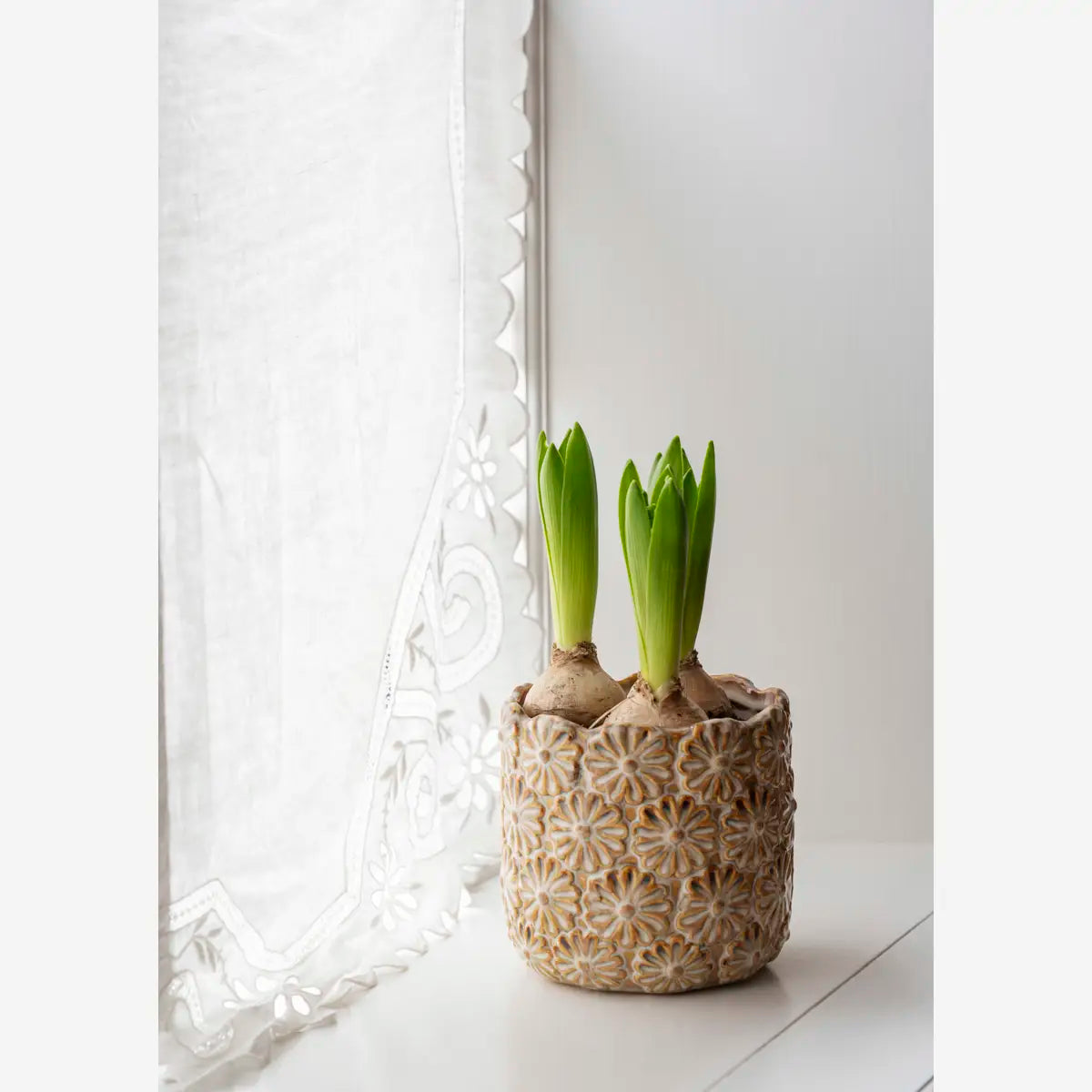 Stoneware Floral Flower Pot - 2 Size Options Available