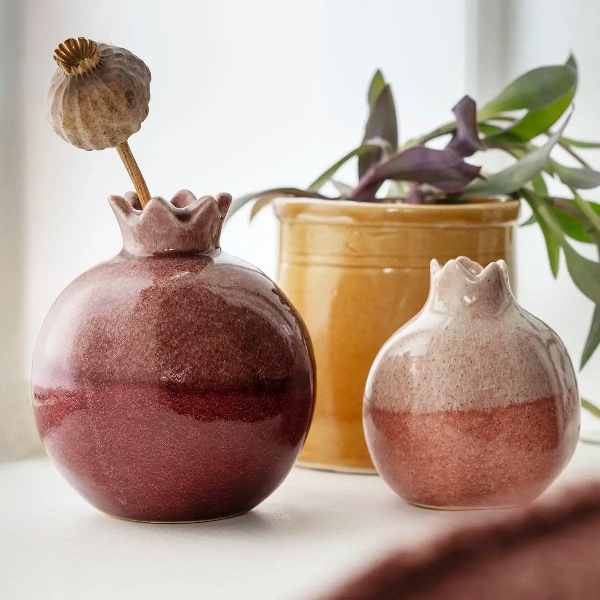 Stoneware Vase Pomegranate Shaped
