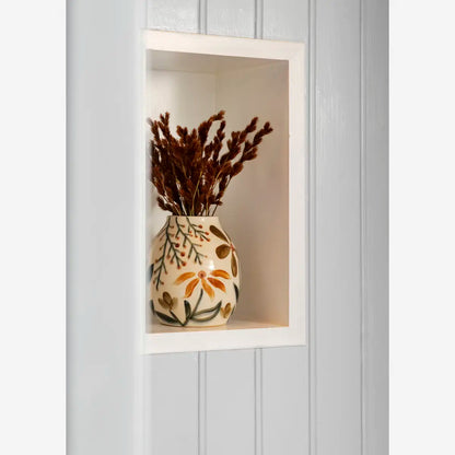Hand Painted Stoneware Vase - Earthy Florals