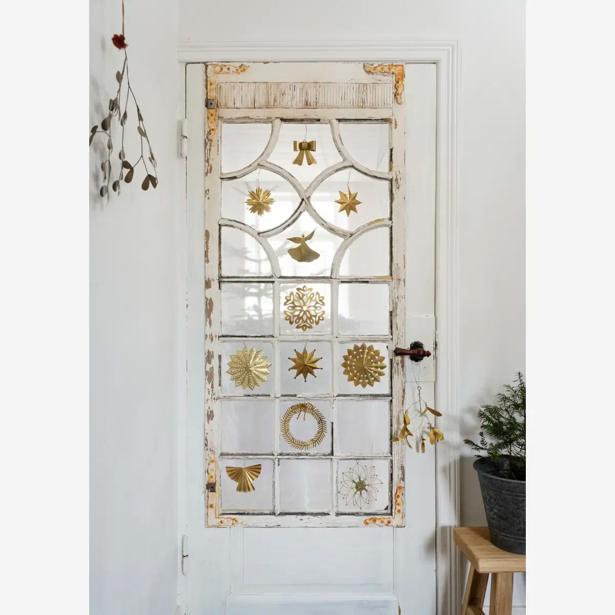 Hanging Rustic Brass Angel Ornament