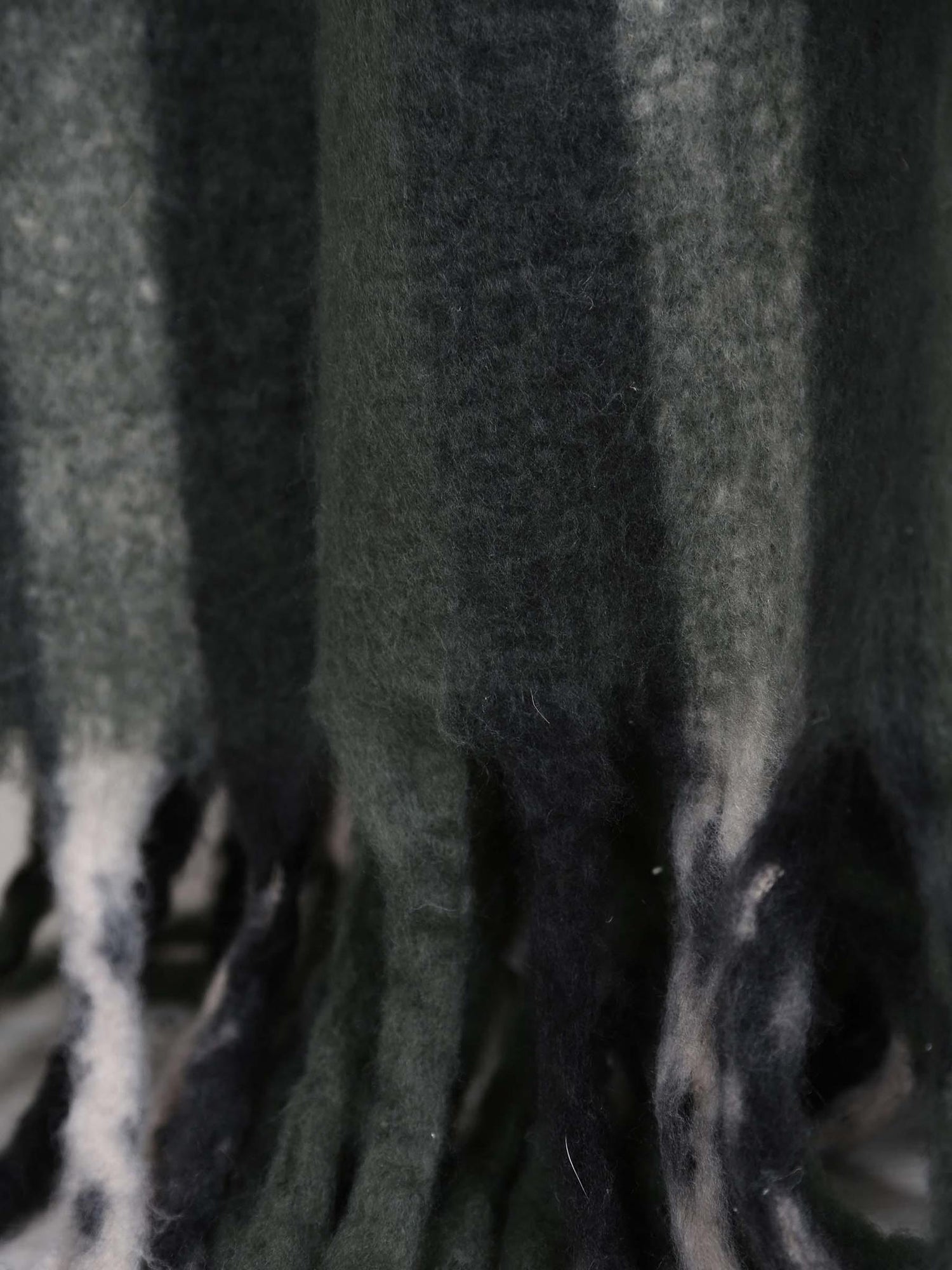 Isabel Recycled Striped Fringed Throw - Olive, Sage