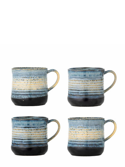 Deana Mug - Multi, Teal Hues - Set Of 4