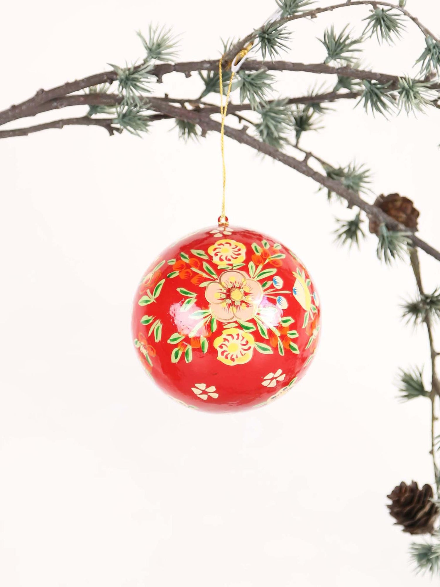 Handmade paper mache christmas ball