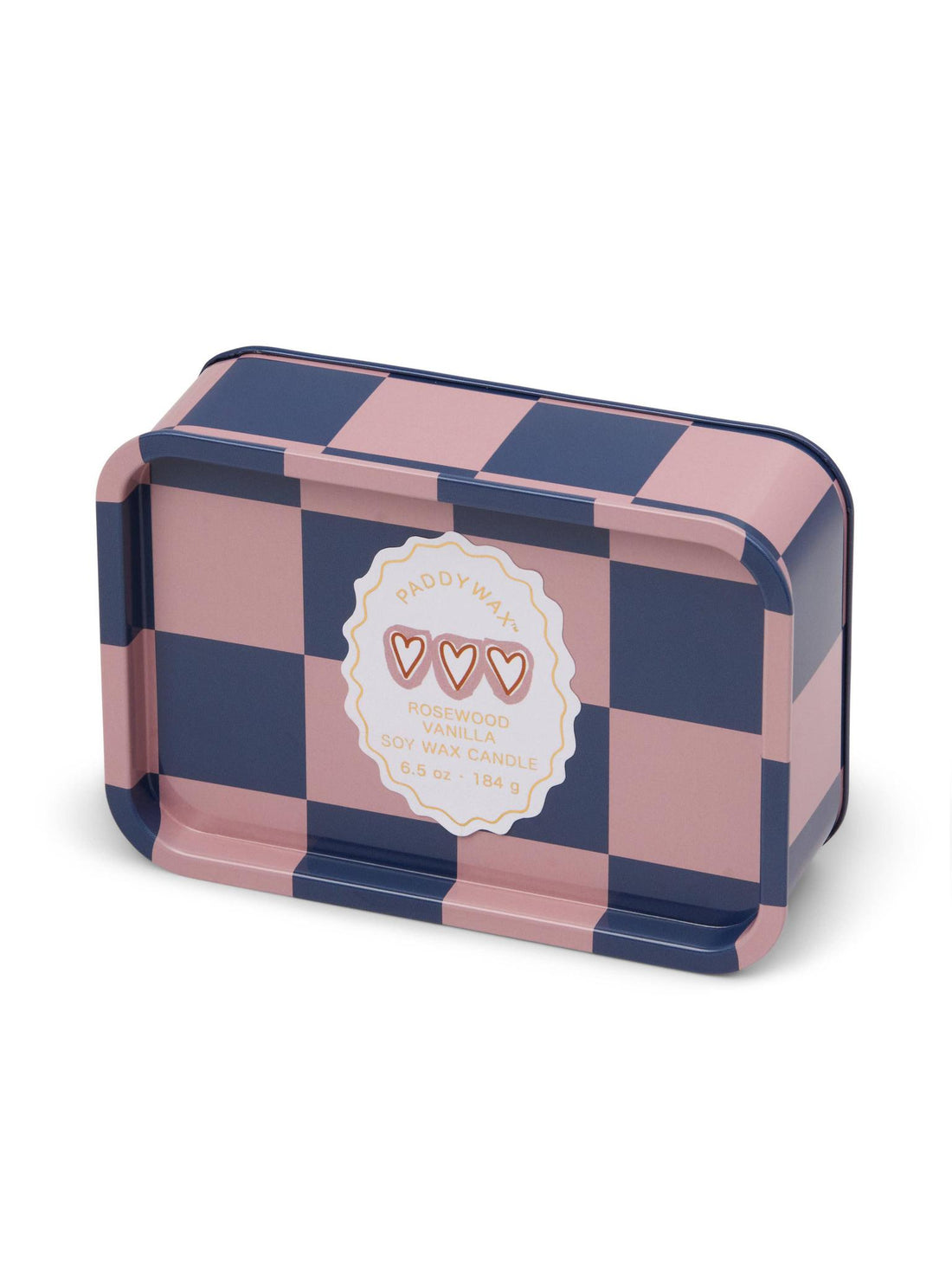 Adopo Hearts Printed Tin Candle - Rosewood Vanilla