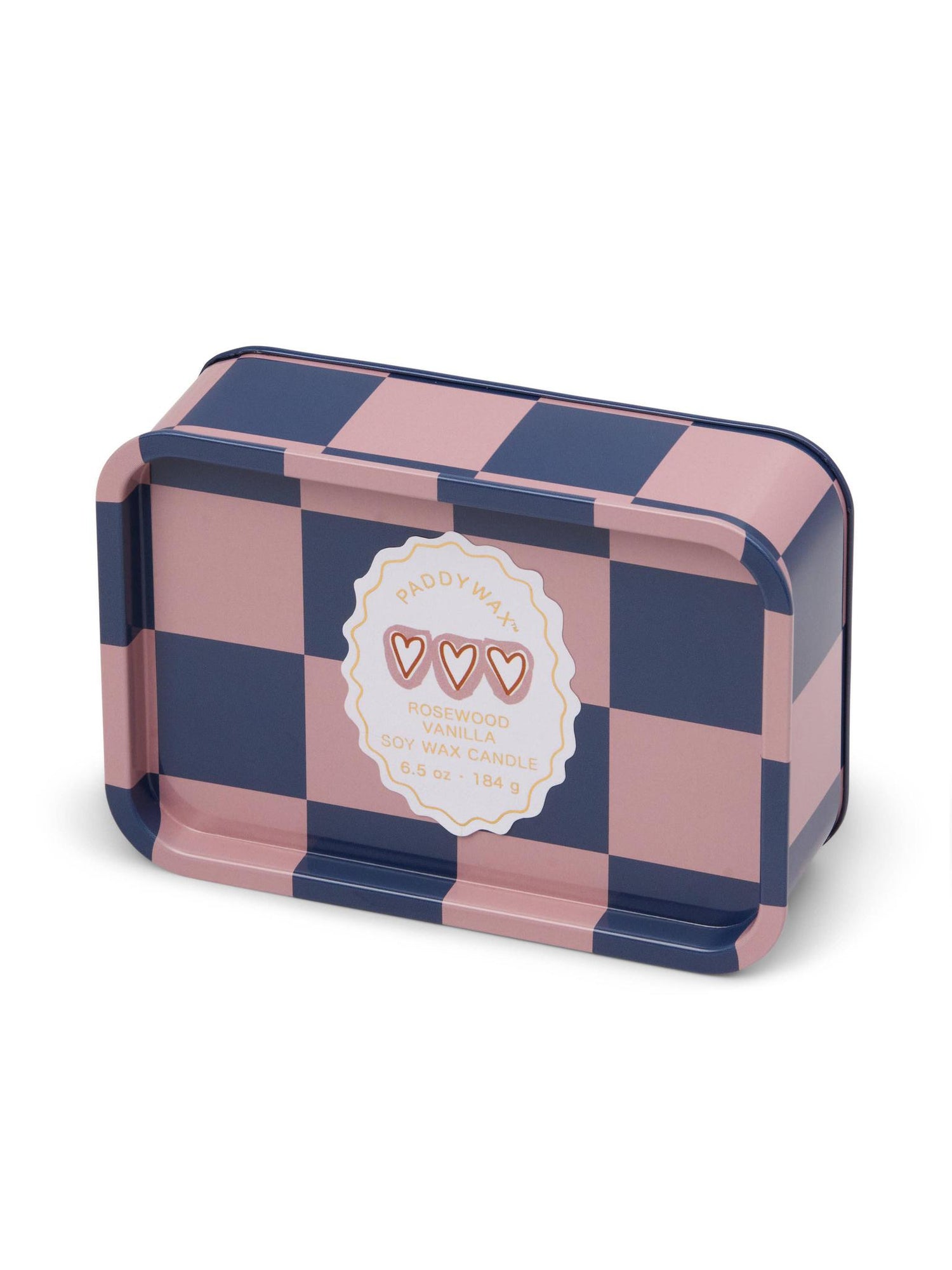 Adopo Hearts Printed Tin Candle - Rosewood Vanilla