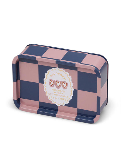 Adopo Hearts Printed Tin Candle - Rosewood Vanilla