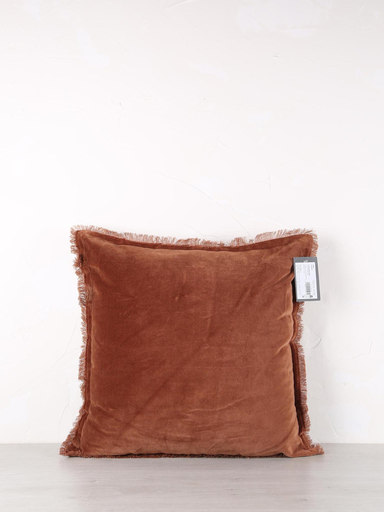 Fara Fringed Velvet Cushion - Caramel - 3 Sizes Available