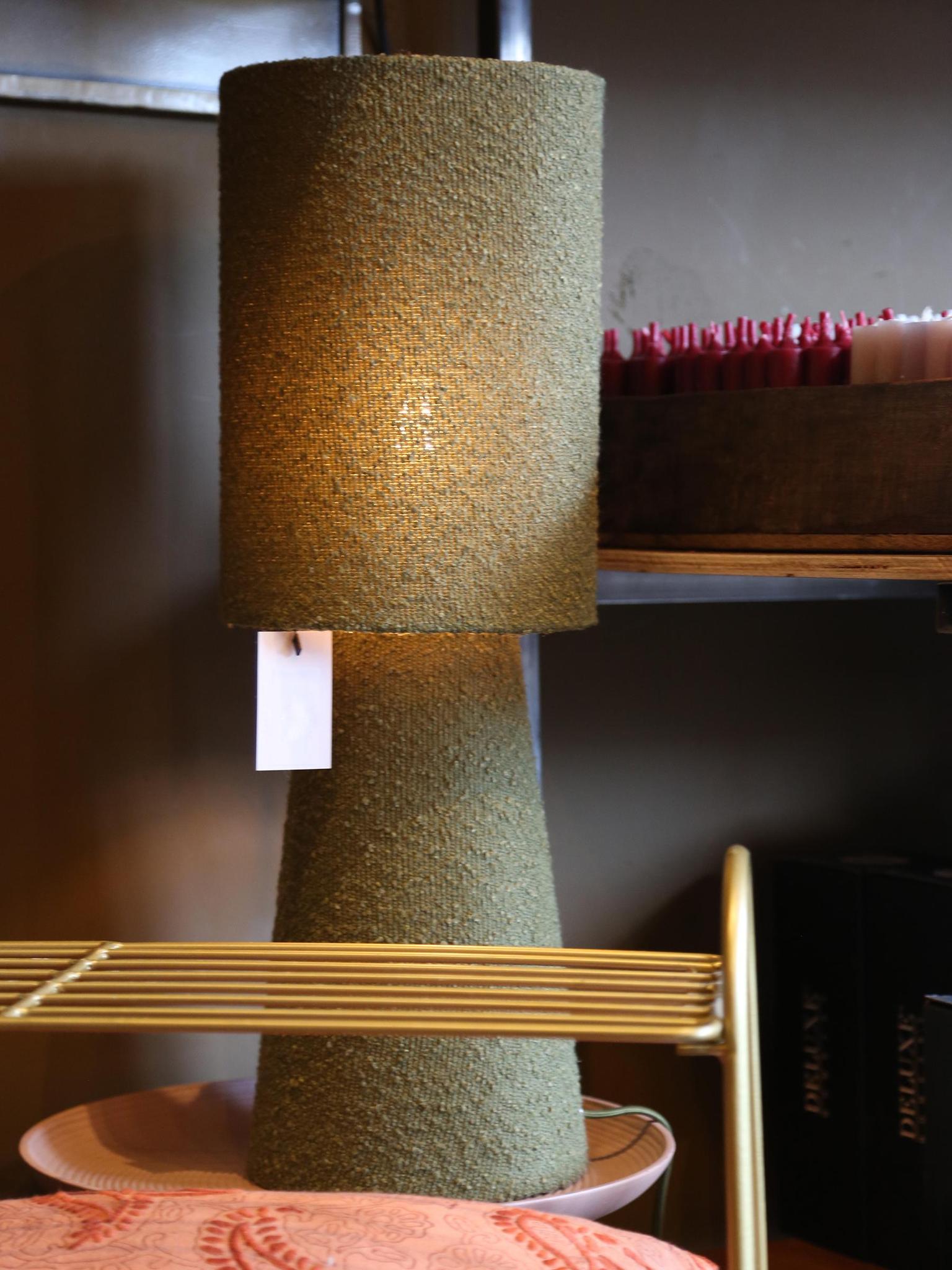 Catania Olive Green Bouclè Table Lamp