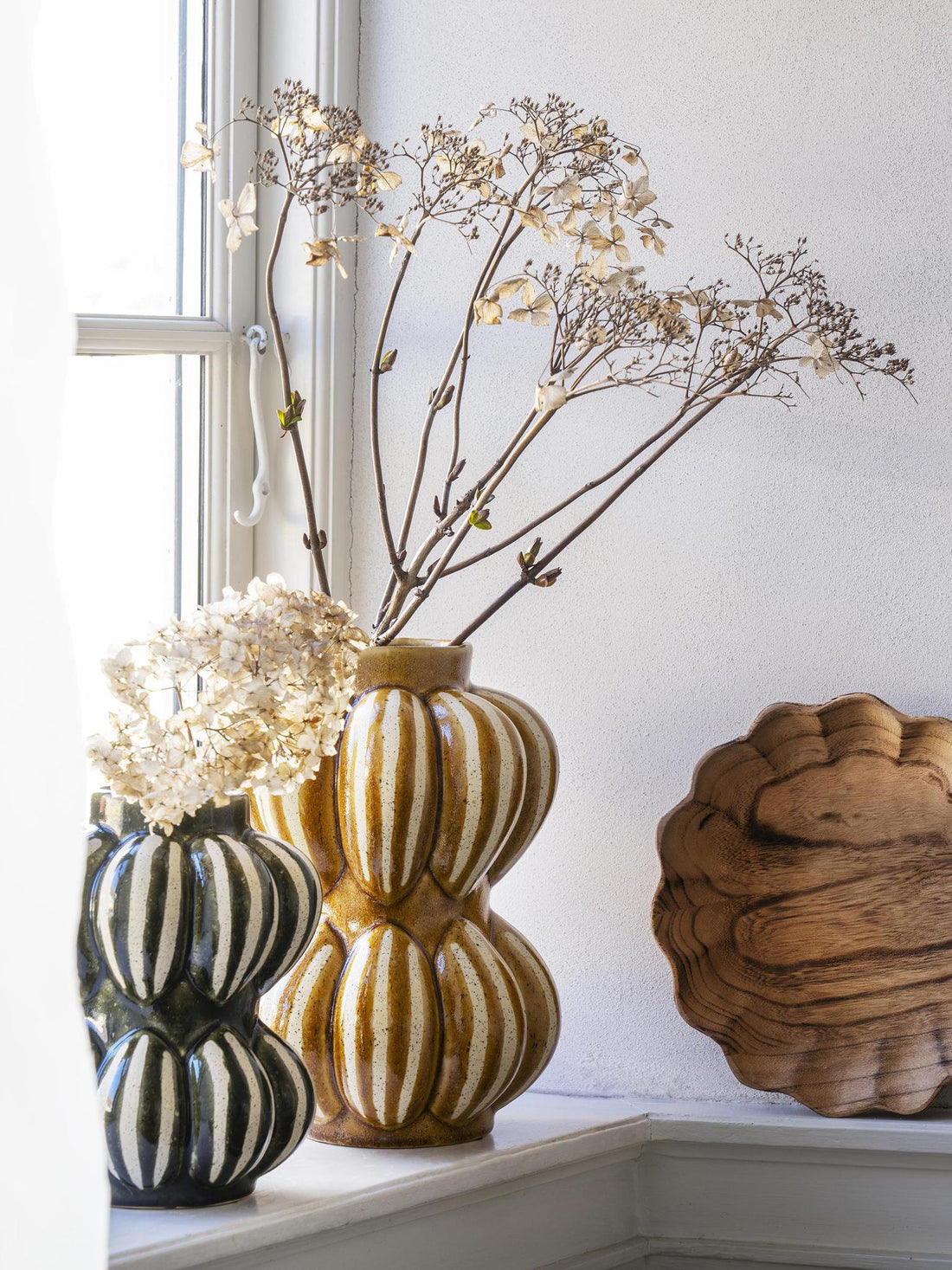 Elliah Stoneware vase - Yellow