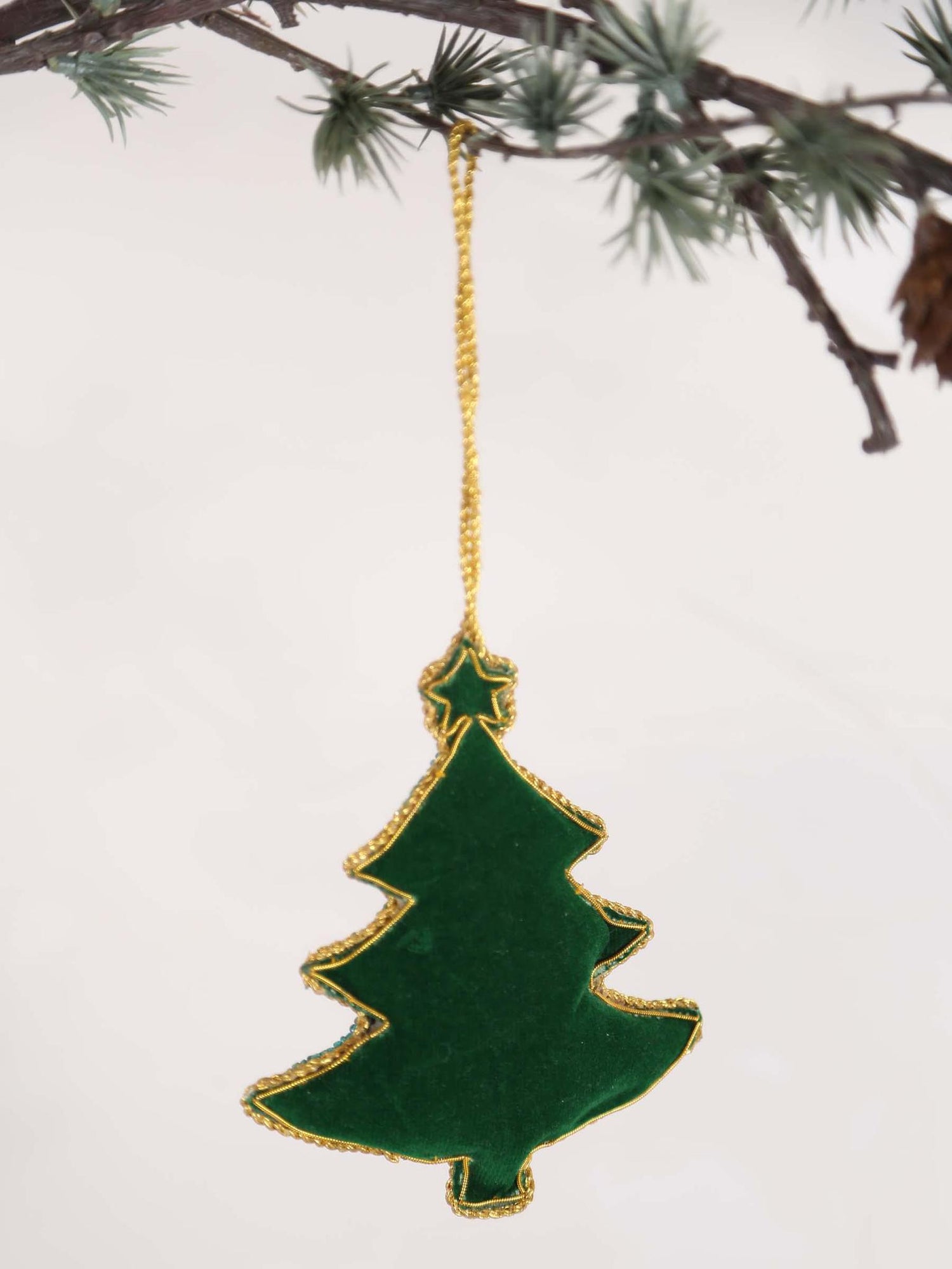 Santian Green fabric tree hanger with beads