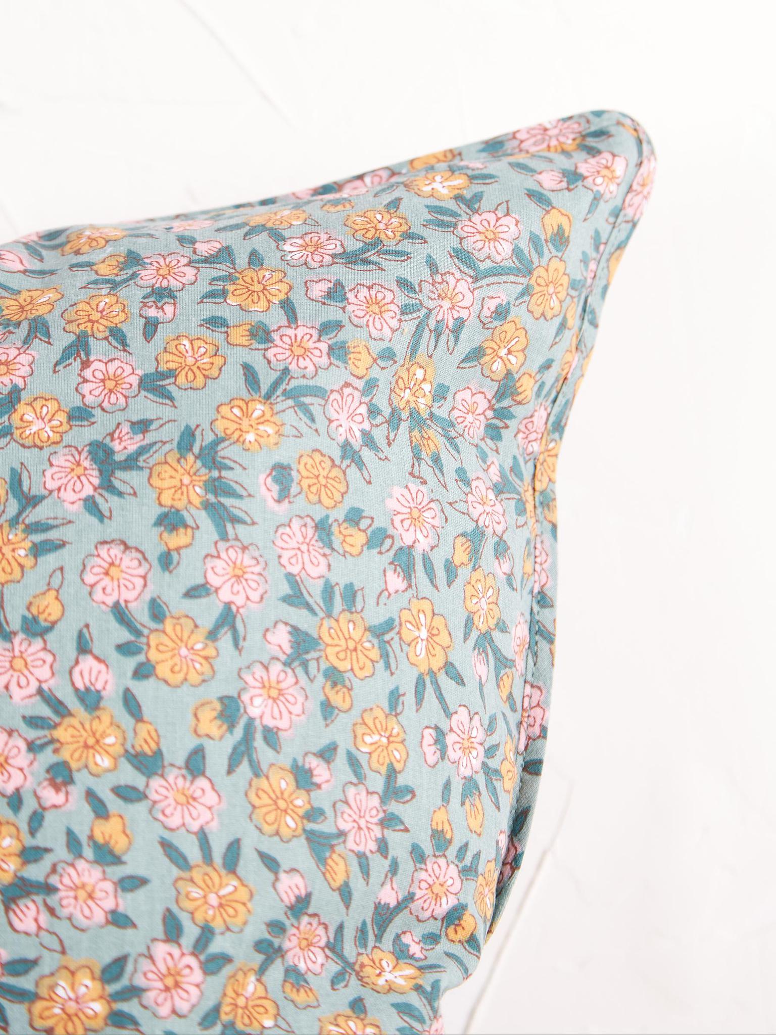 Dusty Green, Aqua, Honey &amp; Rose Printed Cushion