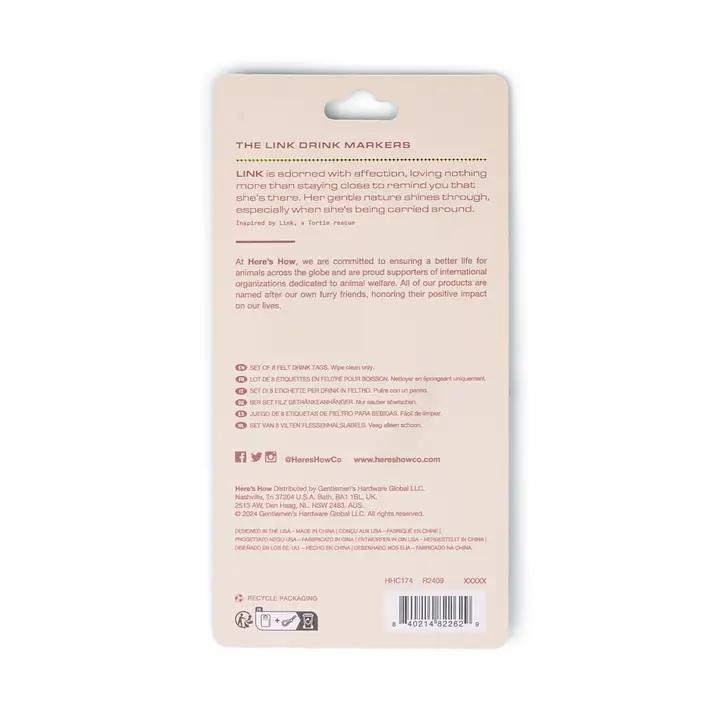 The Link Felt Drink Tags - Set of 8 - Multicoloured
