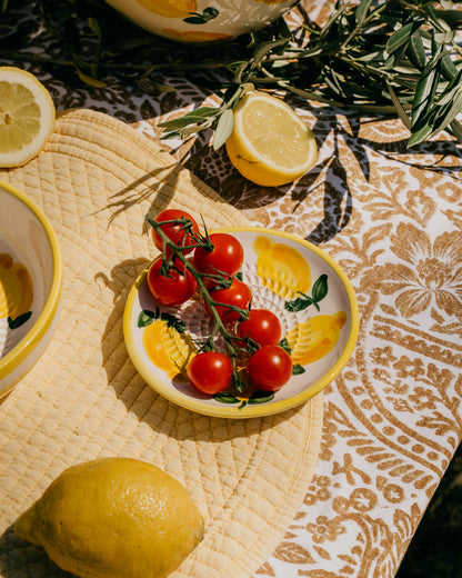 Ceramic Garlic Grater Plate - Small Yellow &amp; White - Lemon