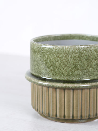 Shaunny Ceramic Round Pot - Green - 2 Sizes available