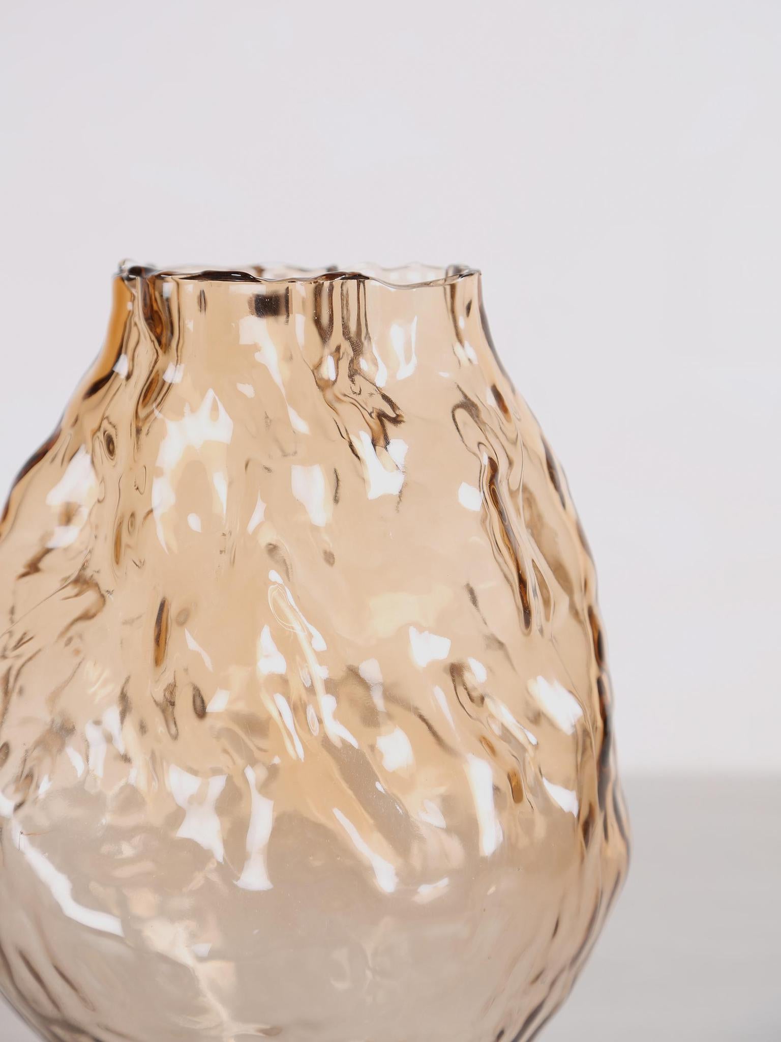 Narin Irregular Shaped Glass Vase - Brown