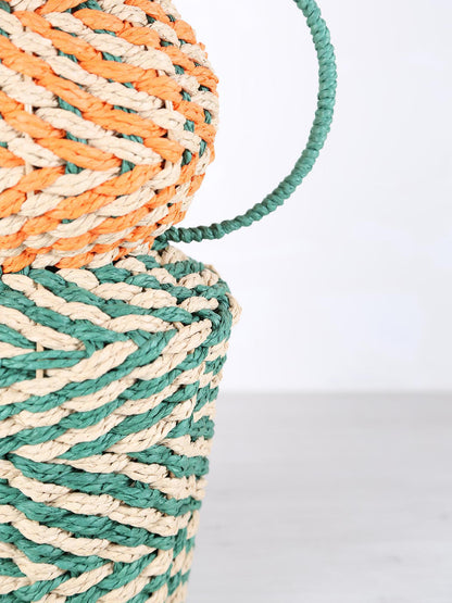 Woven Vase - Turquoise, Orange
