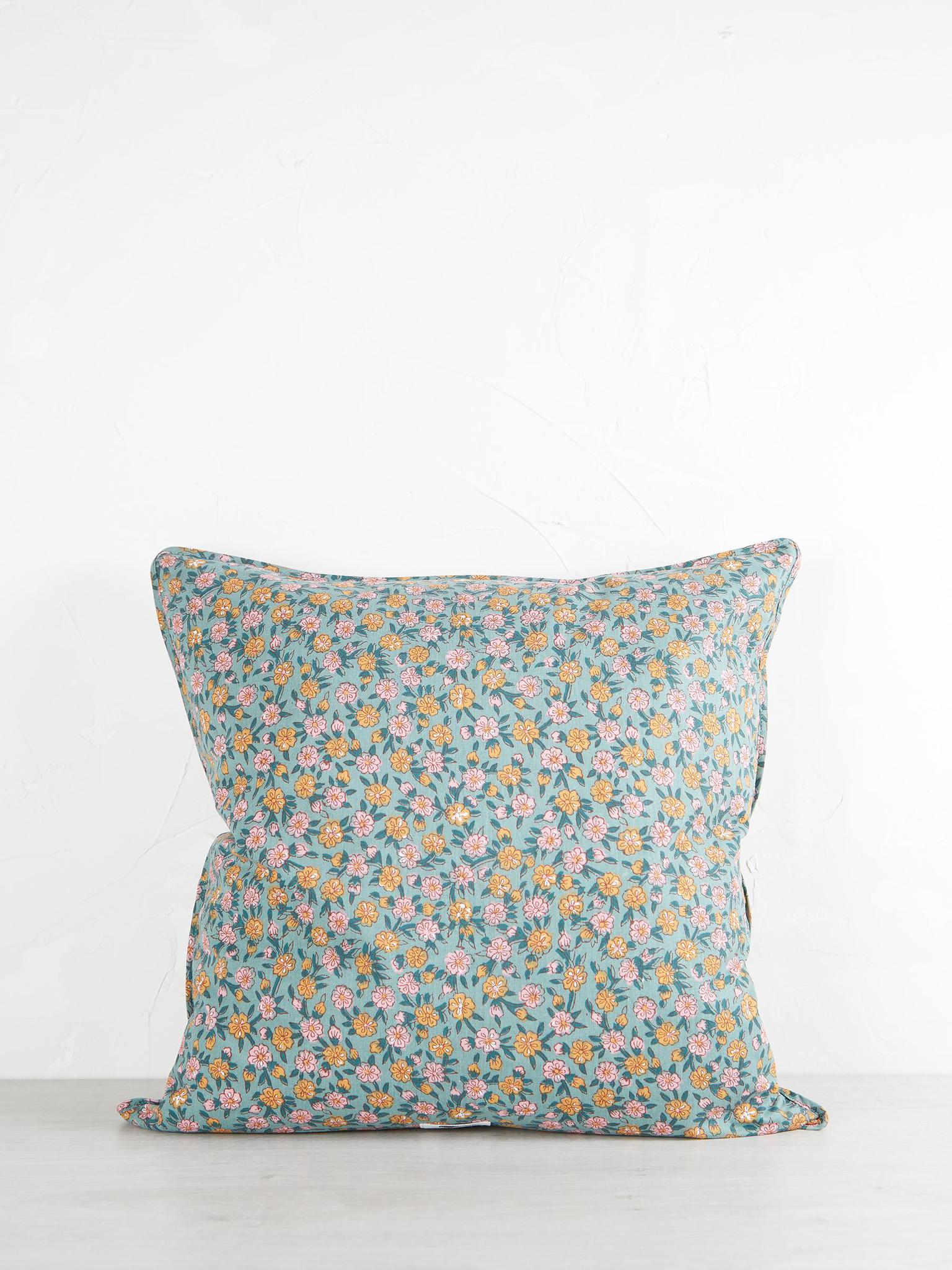 Dusty Green, Aqua, Honey &amp; Rose Printed Cushion