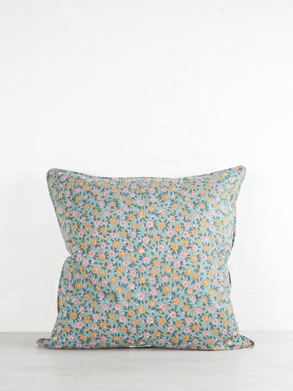 Dusty Green, Aqua, Honey &amp; Rose Printed Cushion